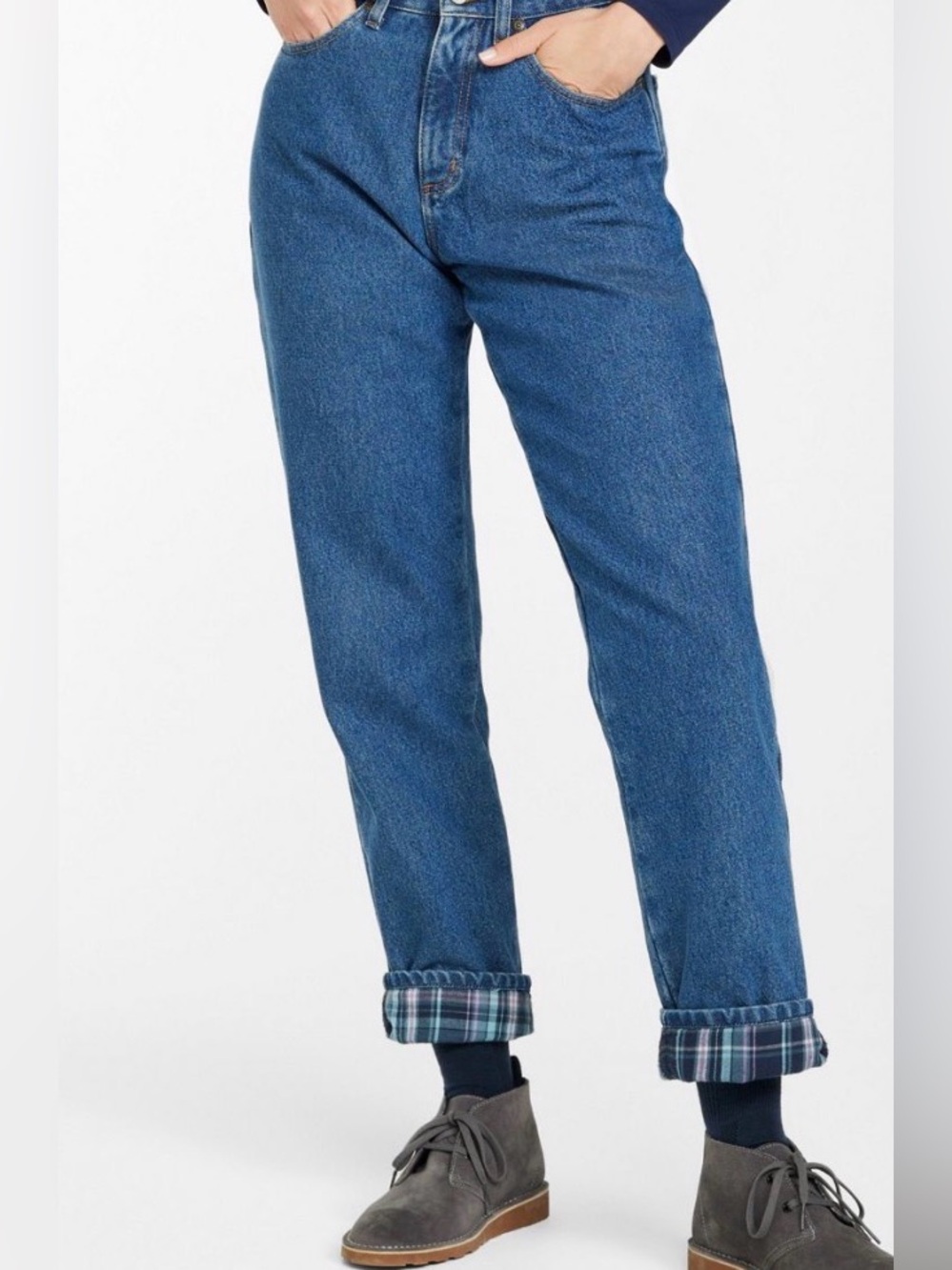 L.L.Bean Women's Classic Straight, Fully 
Lined Flannel Jeans, Size 10, GUC